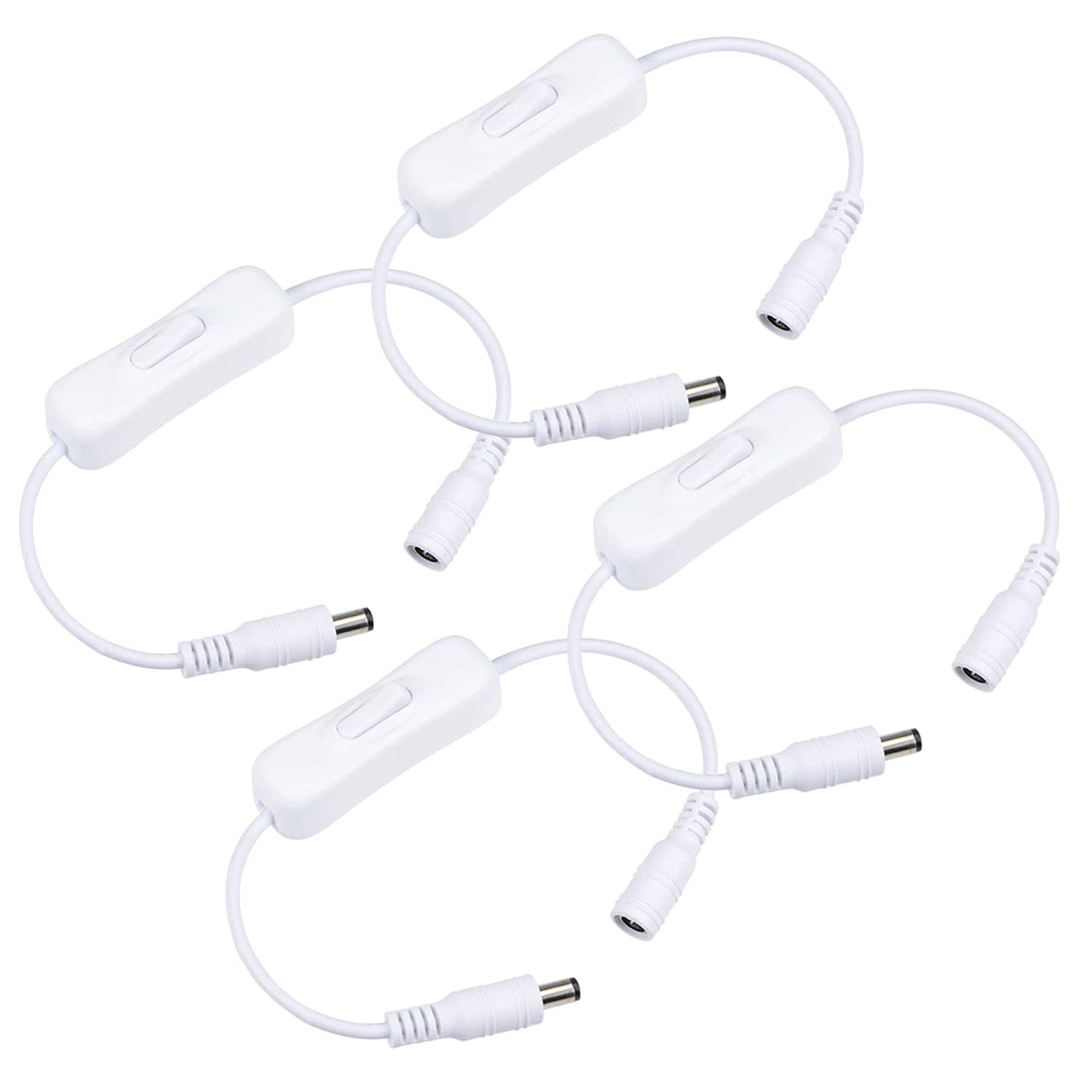 Faoyliye 4pcs DC 2.1mm x 5.5mm 5521 Power Supply Adapter Extender Cord,Female to Male Wire with On/Off Power Control for CCTV Security Camera,DVRs and