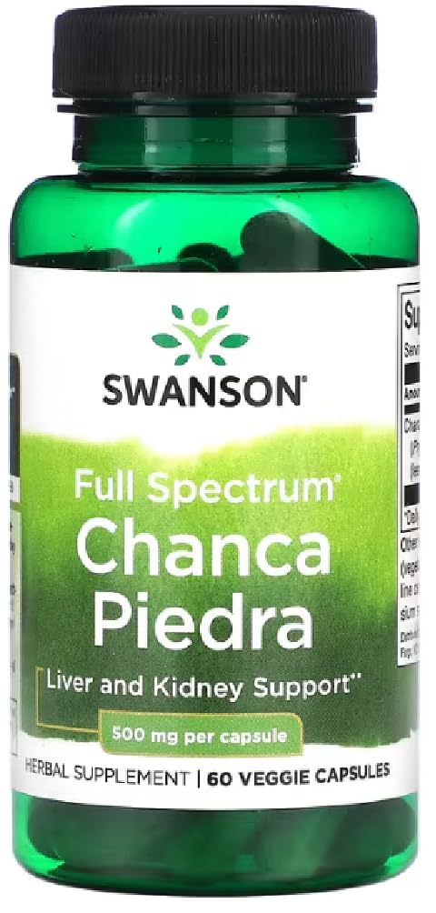 Swansons Swanson - Full Spectrum Chanca Piedra, 500mg | Kidney and Liver Health - 60 Veggie Capsules