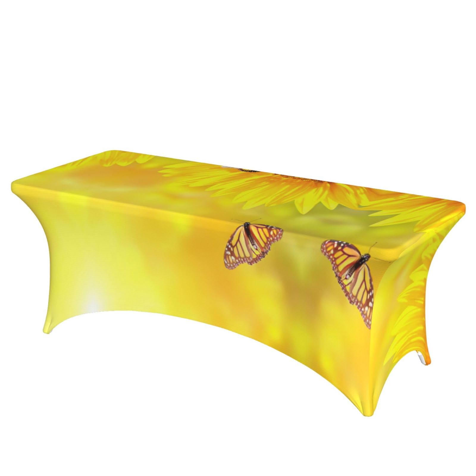 Nappe rectangulaire tournesol en élasthanne pour buffet de mariage et anniversaire