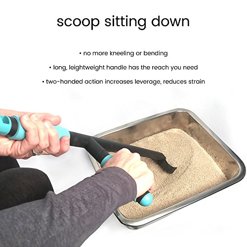 DuraScoop Long Handle Cat Litter Scoop Assistive, Adaptive for Scooping from Sitting Position, Durable Carbon-filled Nylon, Baton style side handle
