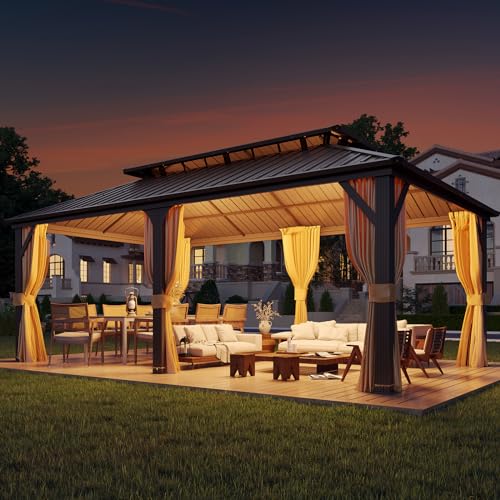 Yoleny12x20hardtopgazebogalvanizedsteelventilationdoubleroofaluminumframecurtainsandnettingincludedoutdoorgazeboforgardenpatiolawnsparties  Urban Country Home Decor Yoleny 12 x 20 hardtop gazebo galvanized steel ventilation double roof aluminum frame curtains and netting included outdoor gazebo for garden patio lawns parties  urban country home decor
