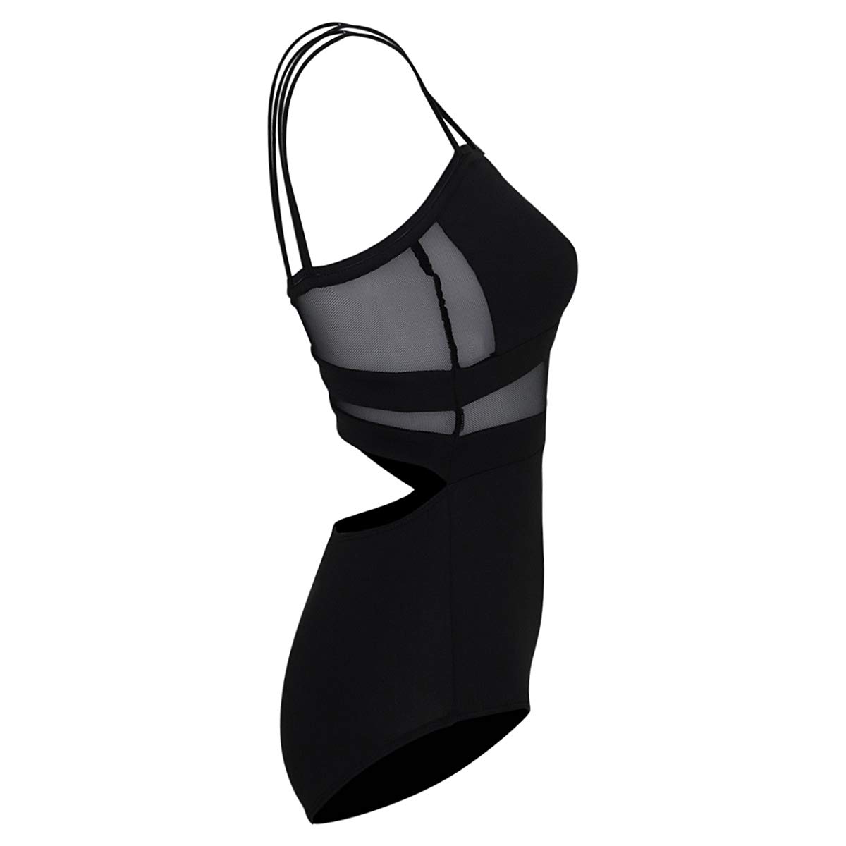Mitzuko - Maillot de ballet para mujer con tirantes finos, color negro, talla S