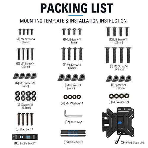 Mounting Dream Lockable RV TV Mount for 17-43 inch TV, RV Mount for Camper Trailer Motor Home Boat Truck, Full Motion Unique One Step Lock Design RV TV Wall Mount, 200mm VESA 44 lbs. MD2210, black