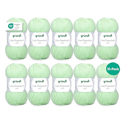Fil à tricoter et à crocheter Gründl Lisa Premium Uni (doux et semblable à la laine, fil à tricoter lavable et facile d’entretien 100 % polyacrylique,...