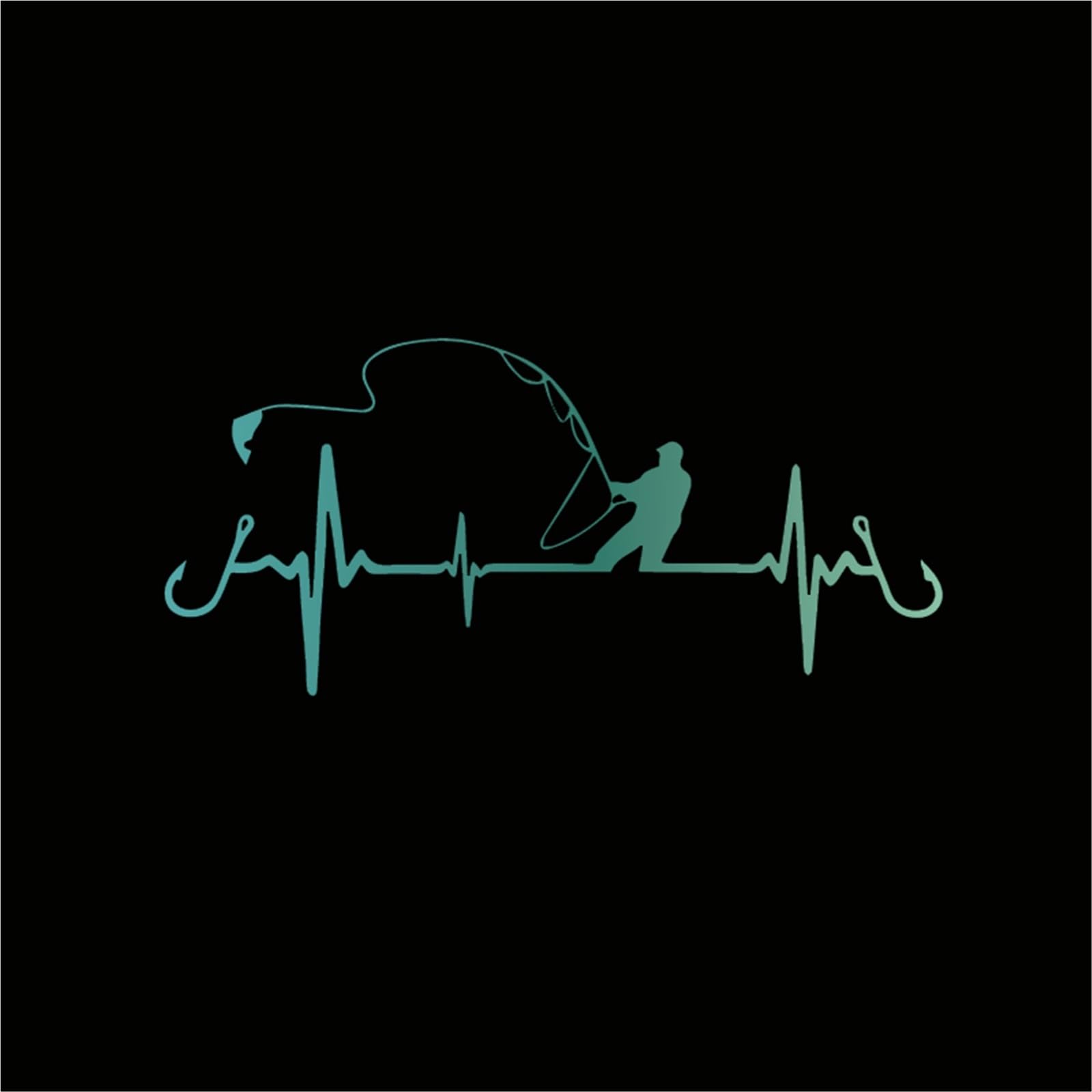 HAfgDJ Car Sticker Heartbeat Fishing Styling Funny Decorative Decal Motorcycle 16.7CM*7.7CM