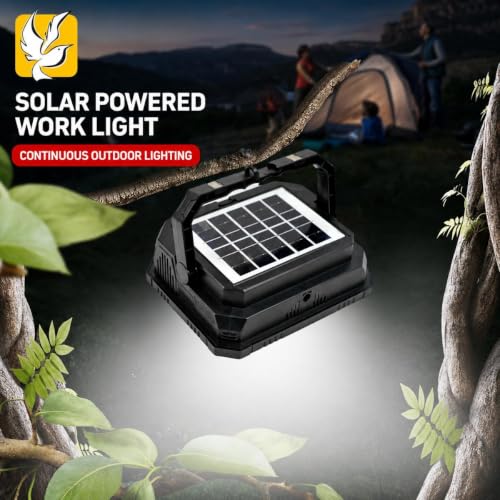 Image of Sarjak Solar Rechargeable LED Work Light with Type-C Fast Charging, USB Power Bank, Magnetic Base, Foldable Stand & Hook, Multi Lighting Modes, IP65 Waterproof Portable Flood Light for Camping