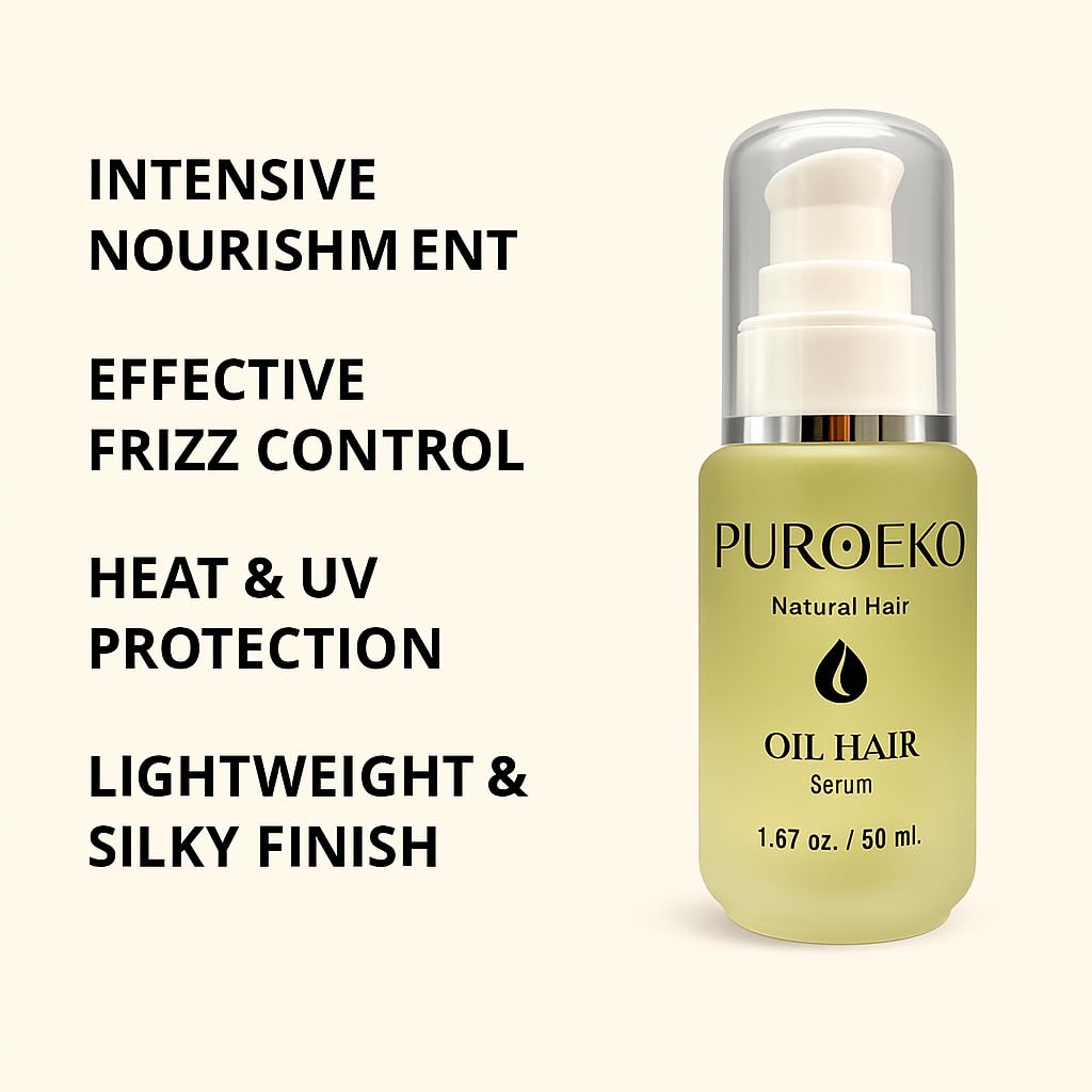 Hair Oil Serum for Frizzy & Dry Hair – Lightweight Hair Serum with Argan, Macadamia & Almond Oils – Anti Frizz Hair Oil for Shine & Smoothness – Non Greasy Finishing Hair Oil
