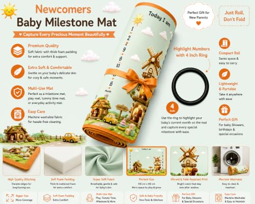Image of NEW COMERS Milestone Baby Blanket for All Season Play Mat, Super Soft Foam | 3 Layer Thick Mat Blankets for Kids /New Born Monthly Photoshoot