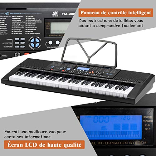COSTWAY Clavier Piano Electrique 61 Touches avec Stand,Microphone,Ecran,Haut-parleur Amplificateur 300 Sons, 300 Rythmes… - Les Beatles, Paul McCartney, John Lennon, RIngo Starr, George Harrison COSTWAY Clavier Piano Electrique 61 Touches avec Stand,Microphone,Ecran,Haut-parleur Amplificateur 300 Sons, 300 Rythmes… – Image 4