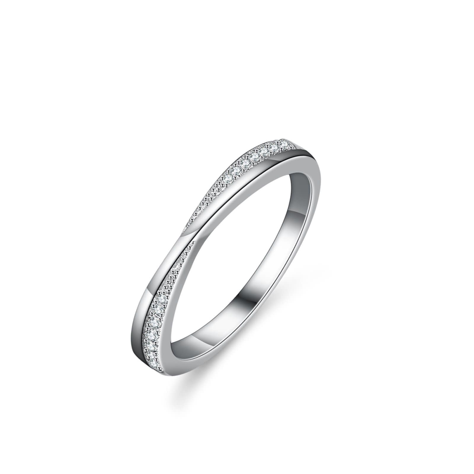 Anillo de oro para mujer, oro blanco, alianzas delicadas con diamantes, anillos de boda de oro auténtico para mujer