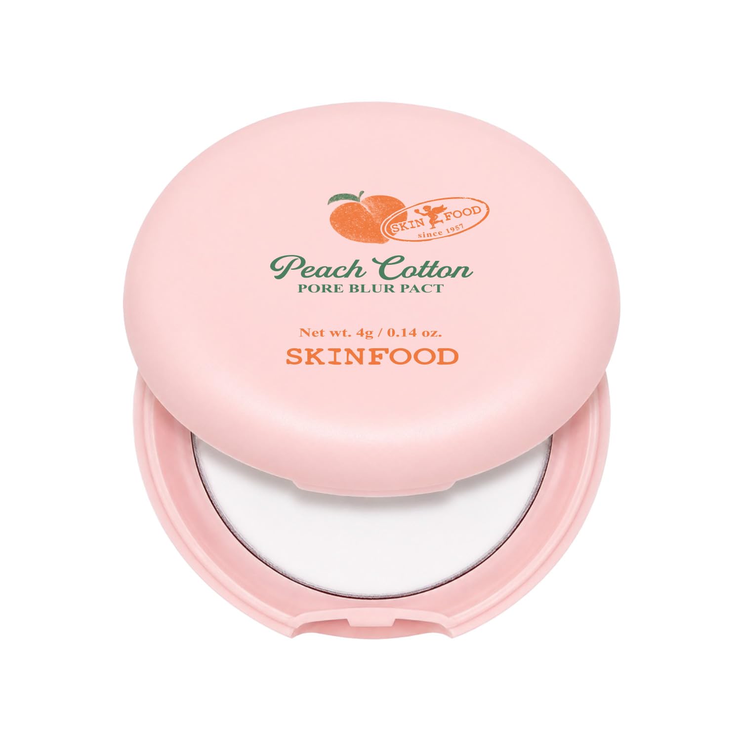 SKINFOOD Peach Cotton Pore Blur Pact - Sebum Control Pack with Silky Texture - Long Lasting Makeup Fixing - Pore Primer with Mineral Powder for Oily Skin - Stocking Stuffers - Pore Quick Minimizer