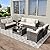 Garvee Patio Furniture Set 5 Pieces, 7-Seat PE Rattan Wicker Outdoor Sectional Patio Conversation Set with Waterproof Cusions and Coffee Table, Grey Rattan and Beige Cushion