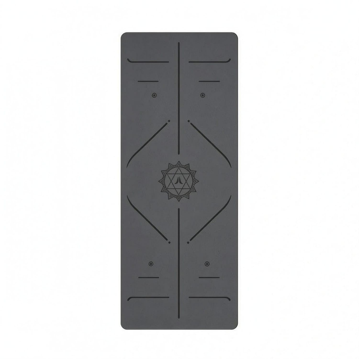 Cushioned Alignment Line Exercise Mat Mat PU Rubber Alignment Exercise Mat Mat Printed Fitness Gear Rounded Corners for Floor Exercise, Dark Grey-image-30