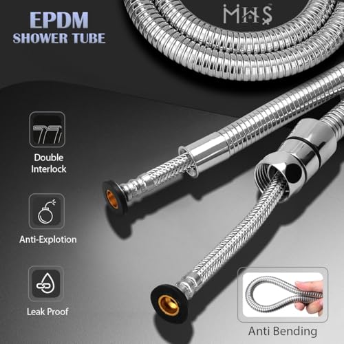 Image of MHS Heavy Duty Health Faucet Hose Pipe - EPDM Steel Braided Flexible Tube for Bathroom Hand Shower & Faucet | High-Pressure Resistant, Leak-Proof & Rust-Free | Made in India (1 Meter)