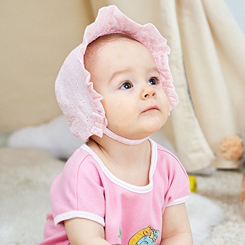 Keepersheep Infant Baby Girls' Bonnet Hat Cap, Cotton Flower Print Embroidery Bonnet4