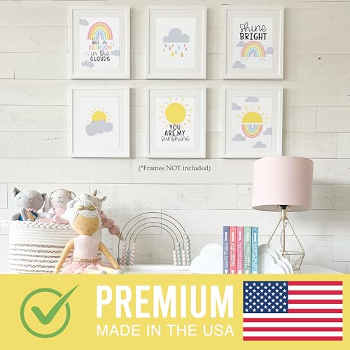 Image of Hadley Designs 6 Rainbow Girls Room Wall Art - Rainbow Girls Room Decor for Bedroom, Aesthetic Nursery or Teen Bedroom Art, Reversible Unframed Cute Colorful Posters for Kids' Space, Made in USA