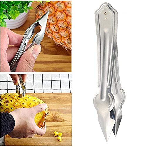 Image of Pineapple Corer Stainless Steel Pineapple Eye Remover Tool - Eye Peeler, Practical Seed Remover Clip Slicer Clip Fruit Kitchen Tool (18 /8 Stainless Steel, 2) (2PCS Eye Remover)