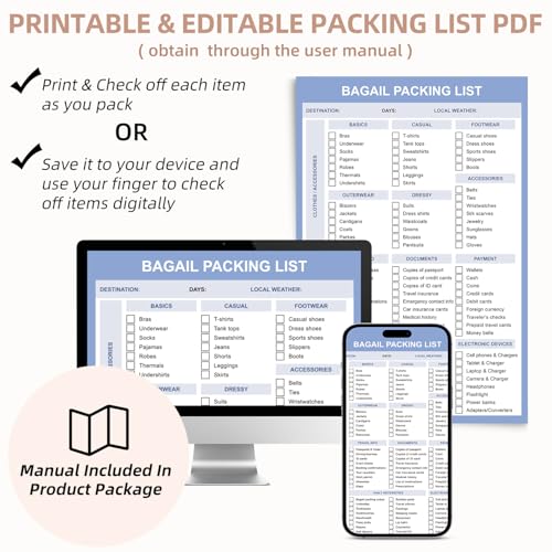 Image of BAGAIL 9 Set Packing Cubes with Packing List Luggage Packing Organizers for Travel Accessories (Black)