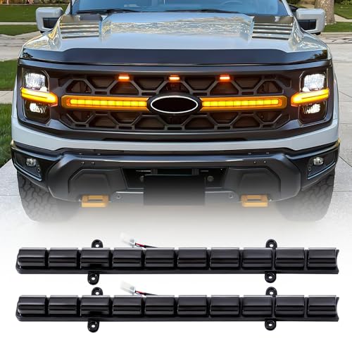 MEGAIE Smoked LED Daytime Running Lights w/Sequential Turn Signal Compatible with 2024+ F150 Tremor