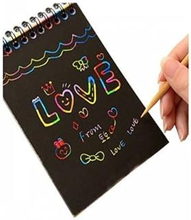 Worison A5 Size Colorful Scratch Drawing Papers, 10 Sheets and 1 Scratch Tool 20 x 15 cms