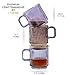Lysenn Glass Coffee Mug with Lid - Premium Classical Vertical Stripes Glass Tea Cup - for Latte, Tea, Chocolate, Juice, Water - Lead-Free - Bamboo Lid - Amethyst Purple
