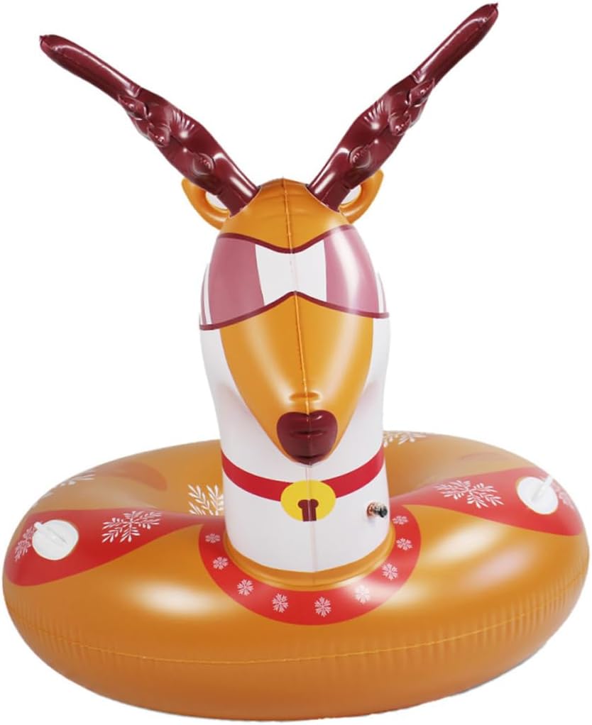 Mikinona Deer Snow Tube Inflatable Sled Heavy Duty PVC Snow Sled Outdoor Winter Sports Durable Lightweight for Camping and Sledding Fun
