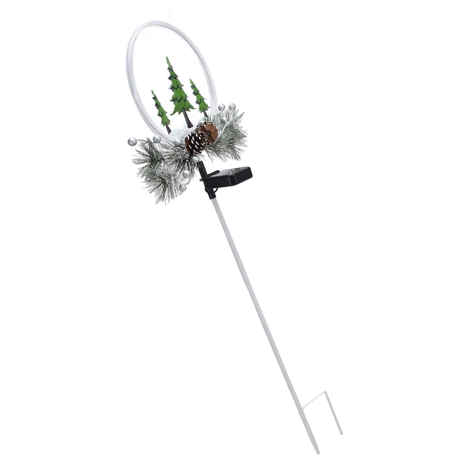 Gonetre Luces Navideñas con Energía Solar Decoraciones para Exteriores 2 Piezas Lámparas LED de Jardín con Piñas y Hojas de Imitación para Patios Jardines Impermeable IP65 12 Luces LED