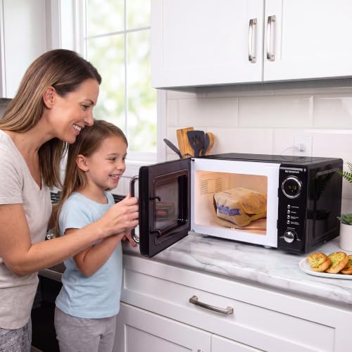 Nostalgia Retro Compact Countertop Microwave Oven - 0.7 Cu. Ft. - 700-Watts with LED Digital Display - Child Lock - Easy Clean Interior - Black - image 6