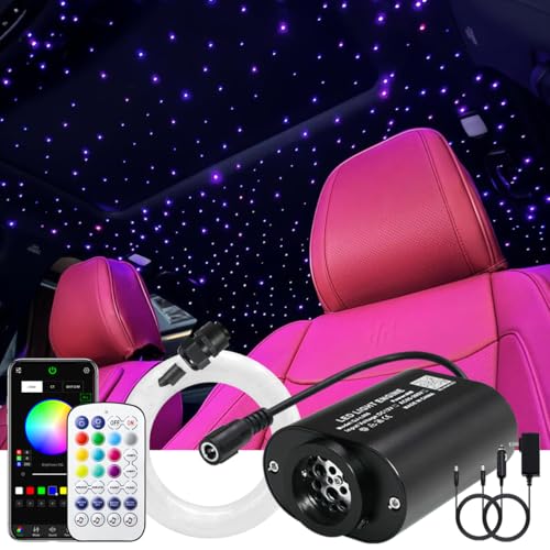 Image of AKEPO 6W Extremely Mini Twinkle Fiber Optic Starlights Headliner Lights Kit | 200pcs 6.5ft /2m Optical End Glow Strands Music Activated APP&Remote Control Star Light Kit for Car /Home
