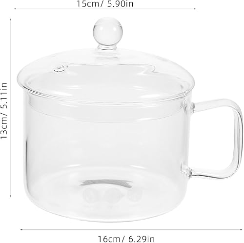 Miniatura 2 de UPKOCH Cacerola de vidrio transparente olla de vidrio resistente al calor con tapa, olla pequeña para estufa, utensilios de cocina de vidrio para