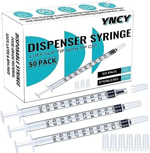 1ml Syringes with Cap, Luer Slip Tip, Whole Pack Bulk Sterile Sealed, No Needle