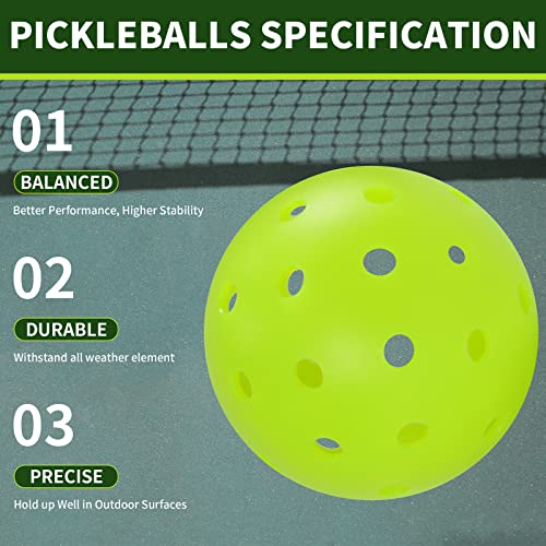Sportic 30Pc Pickleballs, Usa Pickleball (Usapa) Approved For Tournament Play, Perfect Pickle Balls For Tennis, Wood And Concrete Courts, 40 Holes, Outdoor & Indoor Pickleball. Green. #TOP4