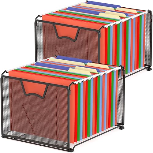 Simple Houseware Mesh Hanging File Folder Organizer, 2 Packs, Black image 5