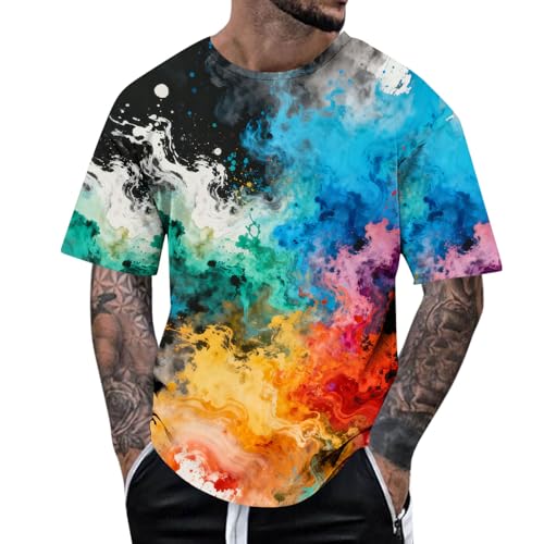 Mens T Shirt Casual T Shirts Basic Tshirt T-Shirts Breathable Tshirts Summer T-Shirt Fashion Tops Work Wear Holiday Top Short Sleeve Tee Stretch Clothing Hawaiian Sportswear Black 4XL