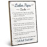 ARTFAVES® Holzschild mit Spruch - Danke Lieber Papa | Shabby Chic Vintage Schild | Deko Geschenk zum Thema Vatertag | Größe: 19 x 28 cm