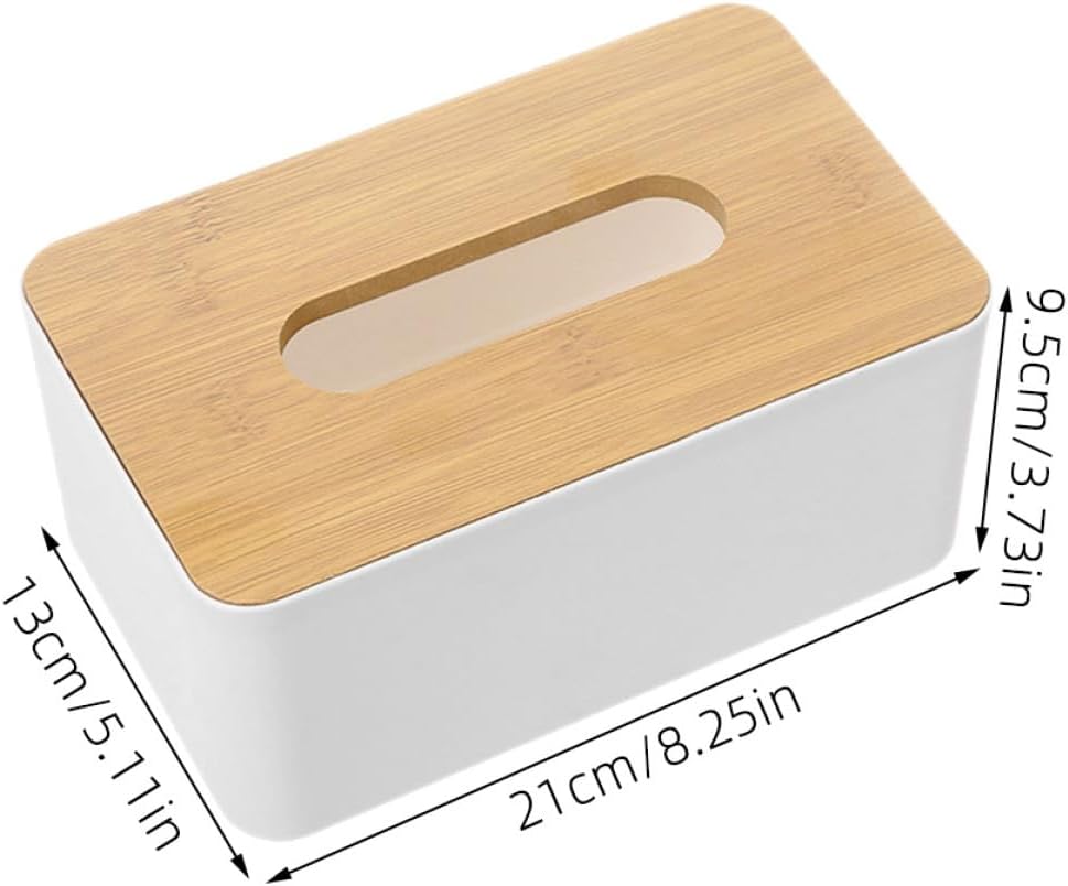 Wooden Tissue Box Cover Holder Large Rectangular Napkin Storage Case for Home Office Desktop Decor 2pcs image 2