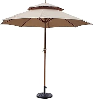 HZH Guarda-sóis de pátio ao ar livre guarda-sóis 9 pés / 270 cm guarda-chuva de jardim de topo duplo proteção à prova d'água para terraço, varanda, piscina, praia