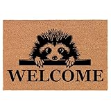 Welcome Doormat Coco Coir Door Mat Gift Welcome Peeking Hedgehog (24" x 16")