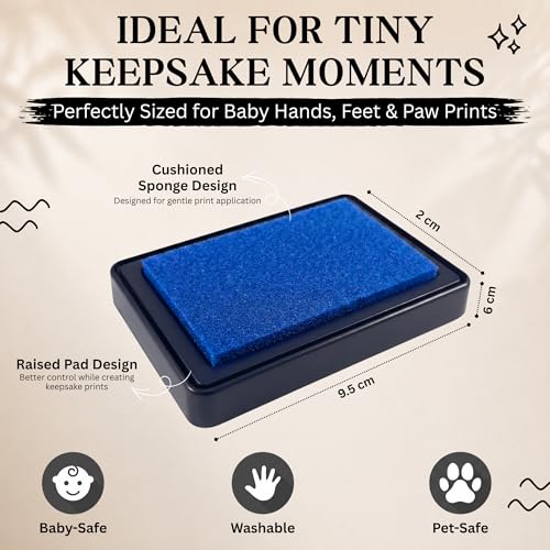 ReignDrop Baby Ink Pad for Hand and Footprints, Non-Toxic Acid-Free Keepsake Kit, Smudge-Proof Archival Ink Wipes Off Skin, for Scrapbook, Photo Album, Frames & Pet Paws, Baby Gift (Dark Blue) by ReignDrop - Image 2