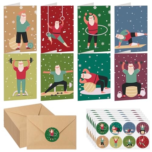 Cartes de Noël avec enveloppes Engrowtic lot de 32 vœux humour yoga en vrac