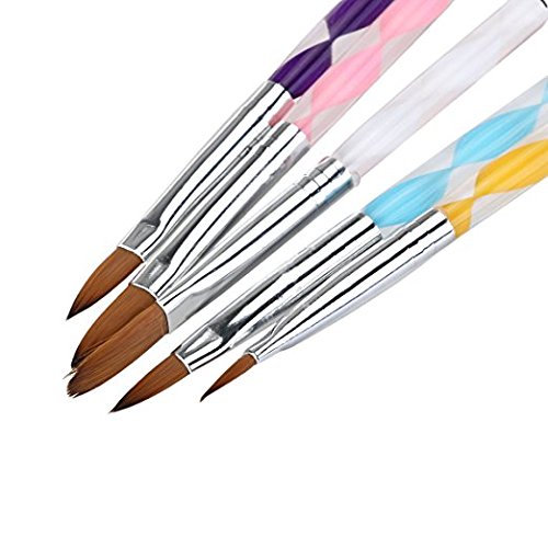NiceWave 5pcs Acrylic Nail Art UV Gel Carving Pen Brush Liquid Powder DIY No. 4/6/8/10/12 (B)
