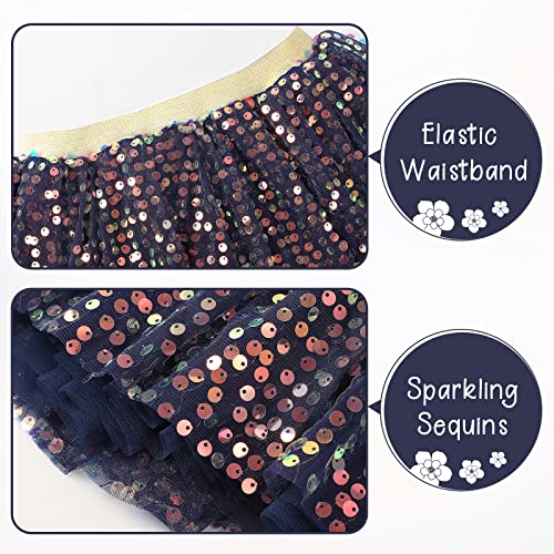 Kereda Baby Girls Layered Tutu Skirt Sparkling Sequin Tulle Dance Skirts 12-18 M Navy Blue #TOP3