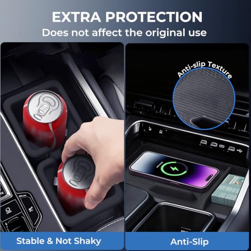 Image of Cup Holder Insert & Wireless Charging Protective Mats for Lexus TX TX350 /TX500h /TX550h+ 2026 2025 2024, Center Console Interior Accessories for 2024-2026 TX 350 /500h /550h+, Black
