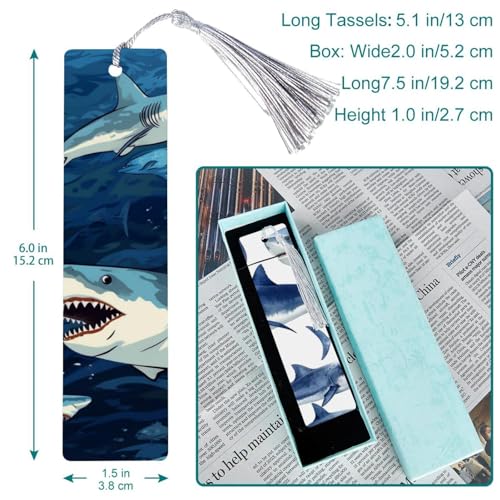 Marque-page requin tendance en lot de 6 pour amateurs de lecture active
