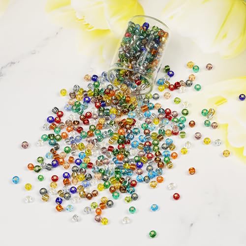 Bala&Fillic Seed Beads 6/0 Rocailles Perlen transparent Silber gefüttert 3840 Stück 24 Farben 4mm Glasperlen zum Auffädeln für Schmuckherstellung (160 Stück/Farbe, 24 Farben)