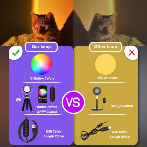easeking Sunset Lamp with App Control – 16M Colors, 360° Rotating Head — view 3
