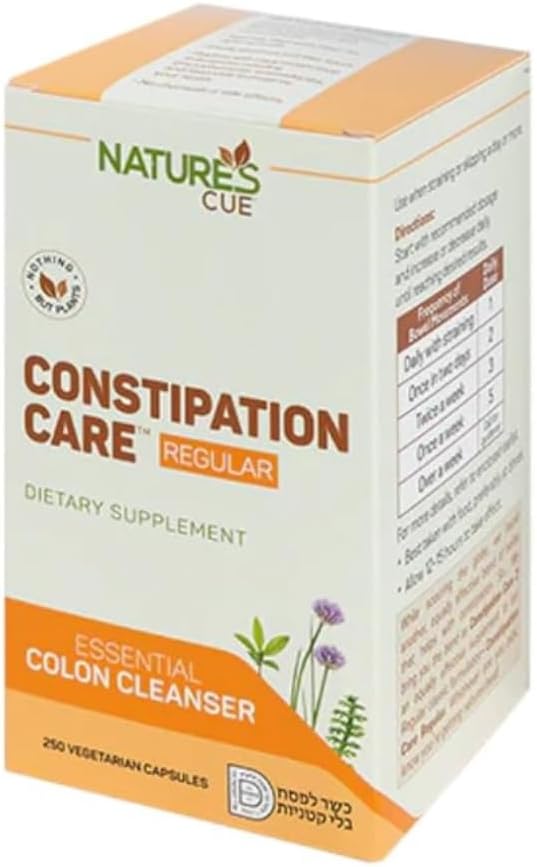 Natures's cue Kosher Occasional Constipation Care Regular Essential Colon Cleanser 250 Vegetarian Capsules