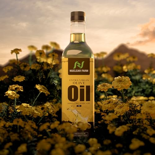 Image of Nuclear Farm Extra Virgin Olive Oil 1 Litre | Cold Pressed & Unrefined | 100% Pure Organic Olive Oil | No Heat Processing | Rich in Antioxidants | For Cooking & Salads