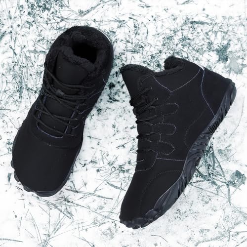 Image of Hike Winter Footwear Barefoot Boots Mens Womens, Waterproof Winter Snow Boots, Warm Ankle Booties, Wide Toe Barefoot Hiking Boots, Non-Slip Zero Drop Sole Hike Shoes for Hiking Walking Outdoor