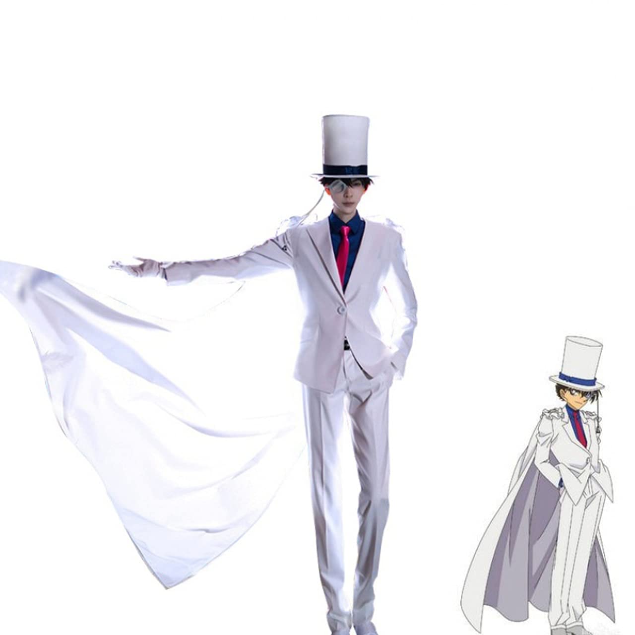 怪盗キッドコスプレ衣装　トランプ銃・ウィッグ付き コスプレアイテム 名探偵コナン まじっく快斗 風 怪盗キッド